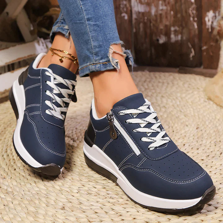 Women’s Side Zipper Lace Up Platform Sneakers