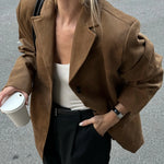 Women’s Single Breasted Button Front Blazer Jacket