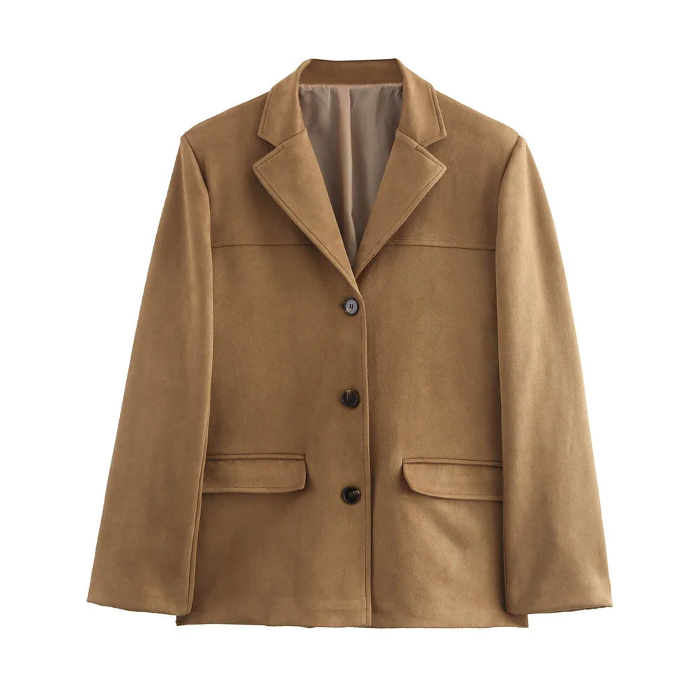 Women’s Single Breasted Button Front Blazer Jacket