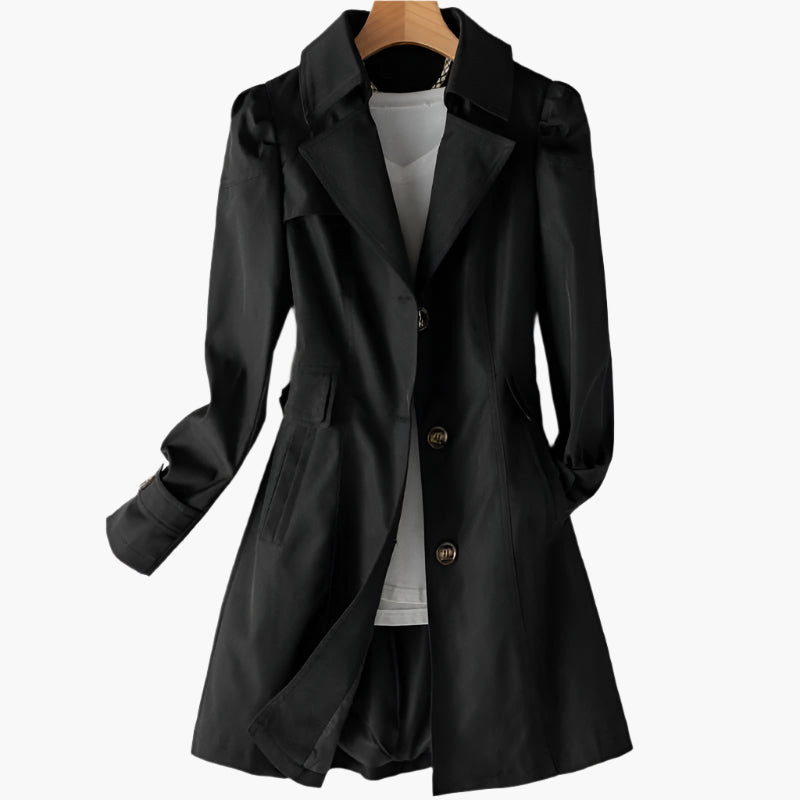 Women's Single Breasted Button-Front Trench Coat