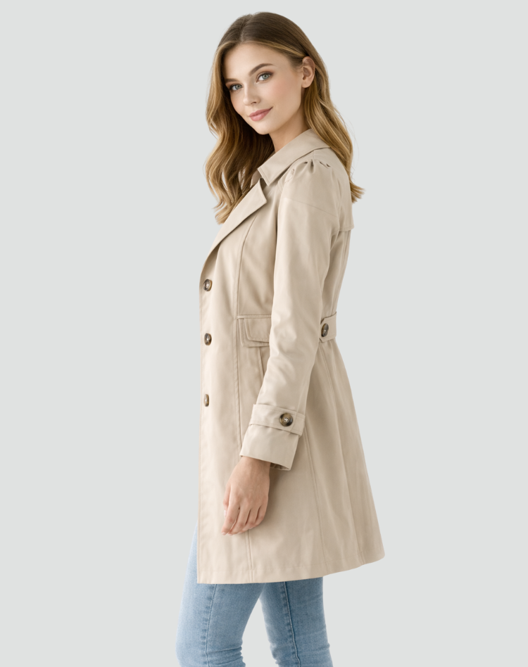 Women's Single-Breasted Notch Lapel Trench Coat