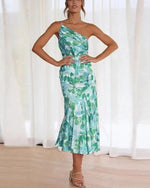 Women’s Sleeveless One-Shoulder Floral Maxi Dress