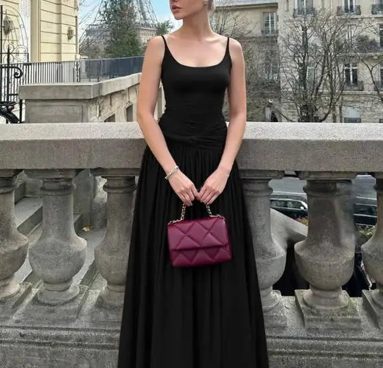 Women's Sleeveless Scoop Neckline Maxi Wedding Guest Dress