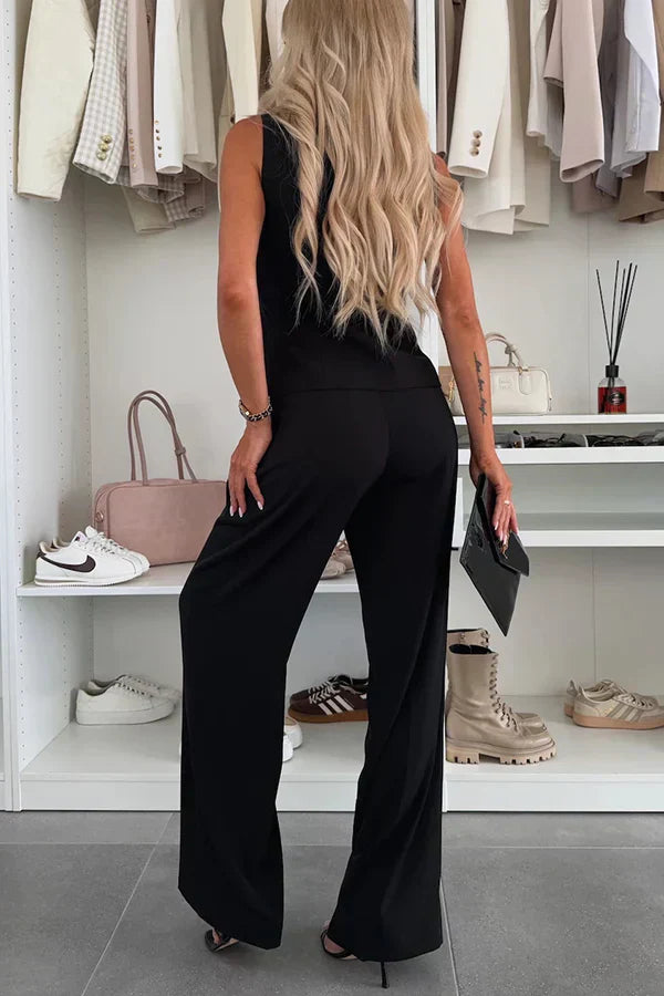 Women’s Sleeveless Vest & Wide Leg Pants 2 Piece Set