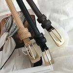 Women’s Slim Leather Look Buckle Belt