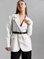 Women’s Slim Oval Buckle Leather Look Belt