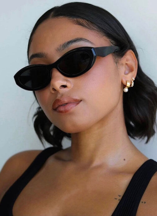 Women’s Slim Oval Frame Tinted Lens Sunglasses
