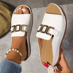 Women’s Slip On Open Toe Buckle Strap Flat Sandals