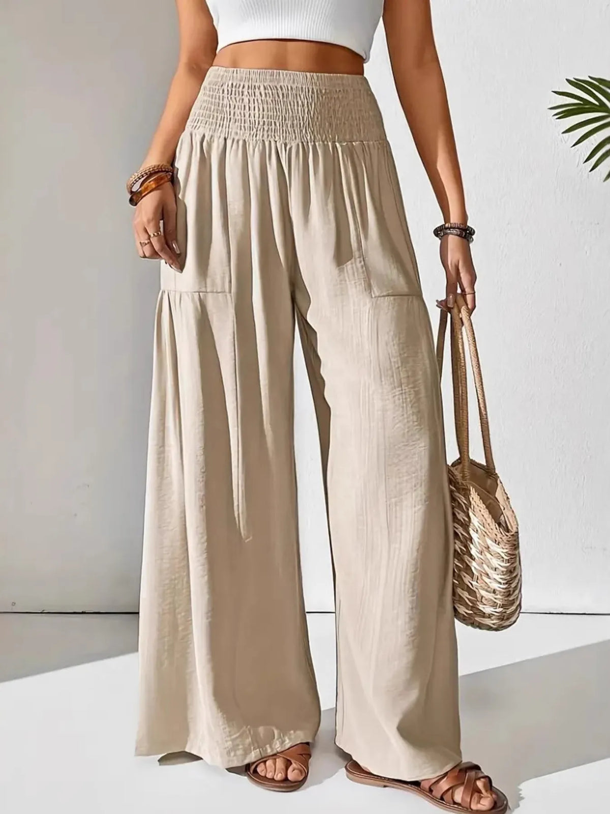 Women’s Smocked Waist Wide Leg Lounge Pants