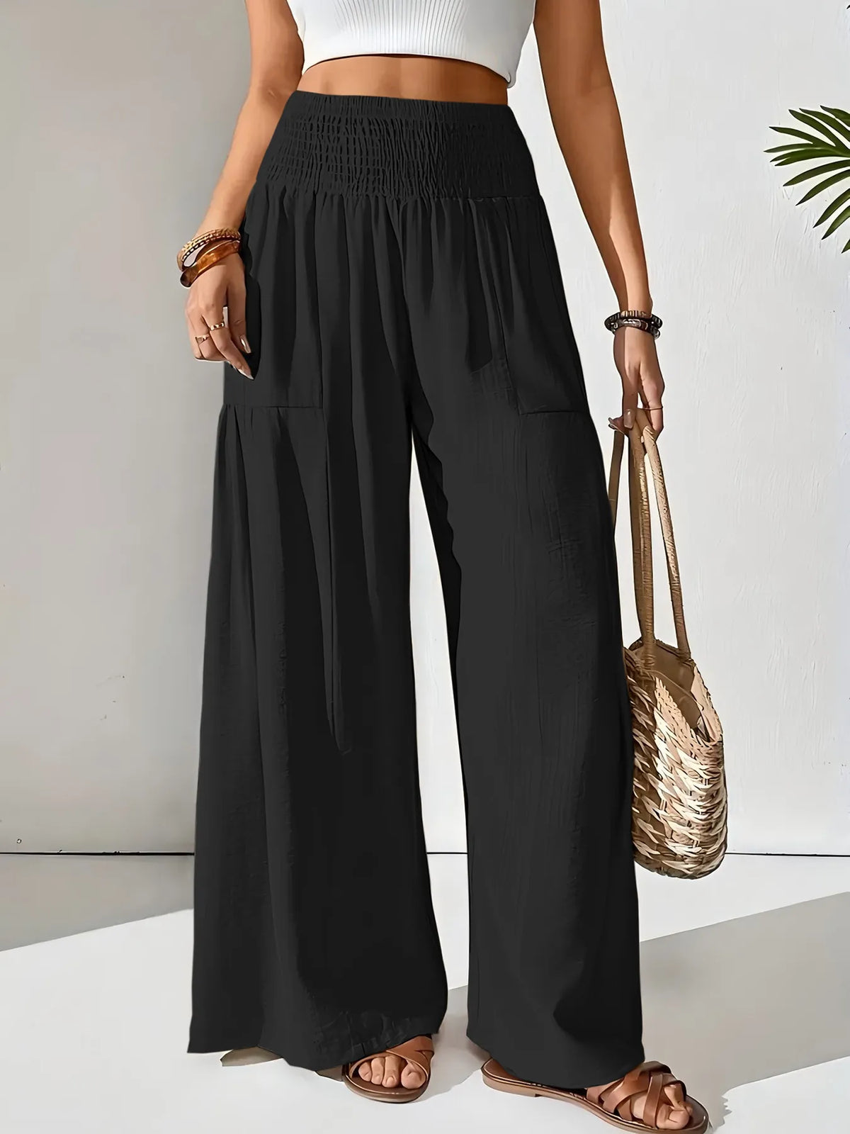 Women’s Smocked Waist Wide Leg Lounge Pants