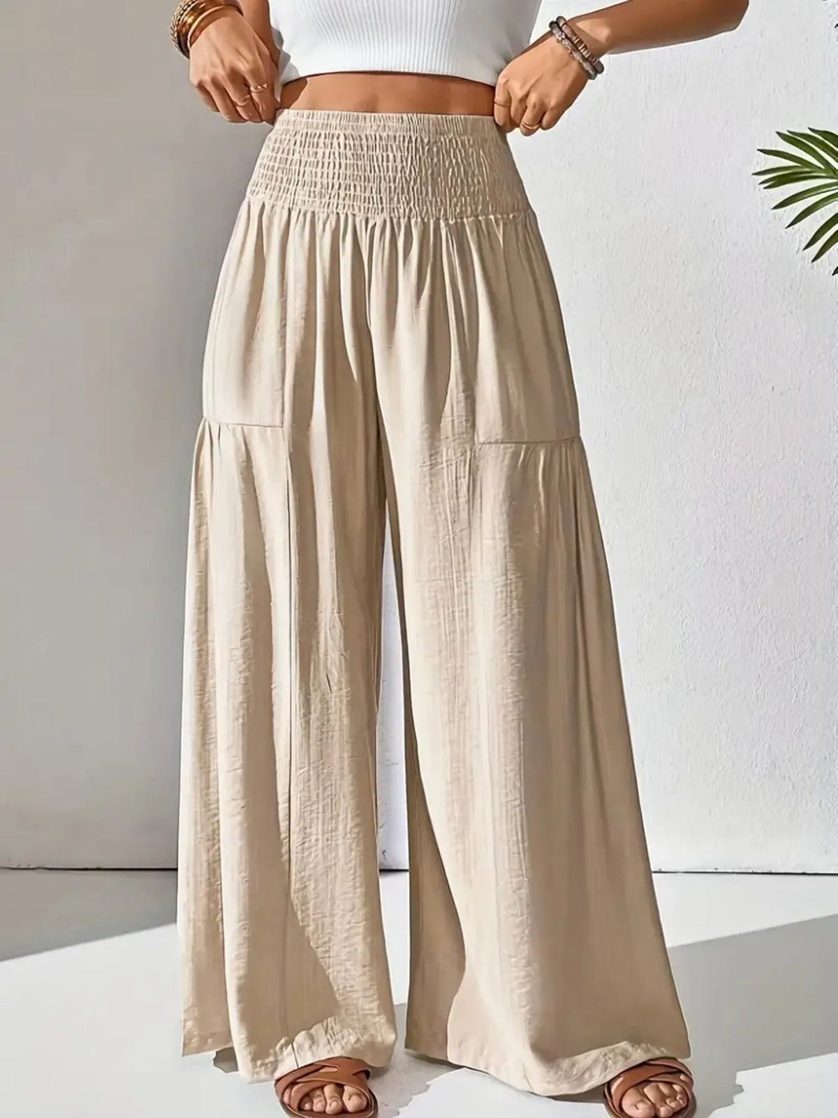Women’s Smocked Waist Wide Leg Lounge Pants
