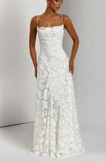 Women’s Spaghetti Strap Cowl Neck Maxi Wedding Guest Dress