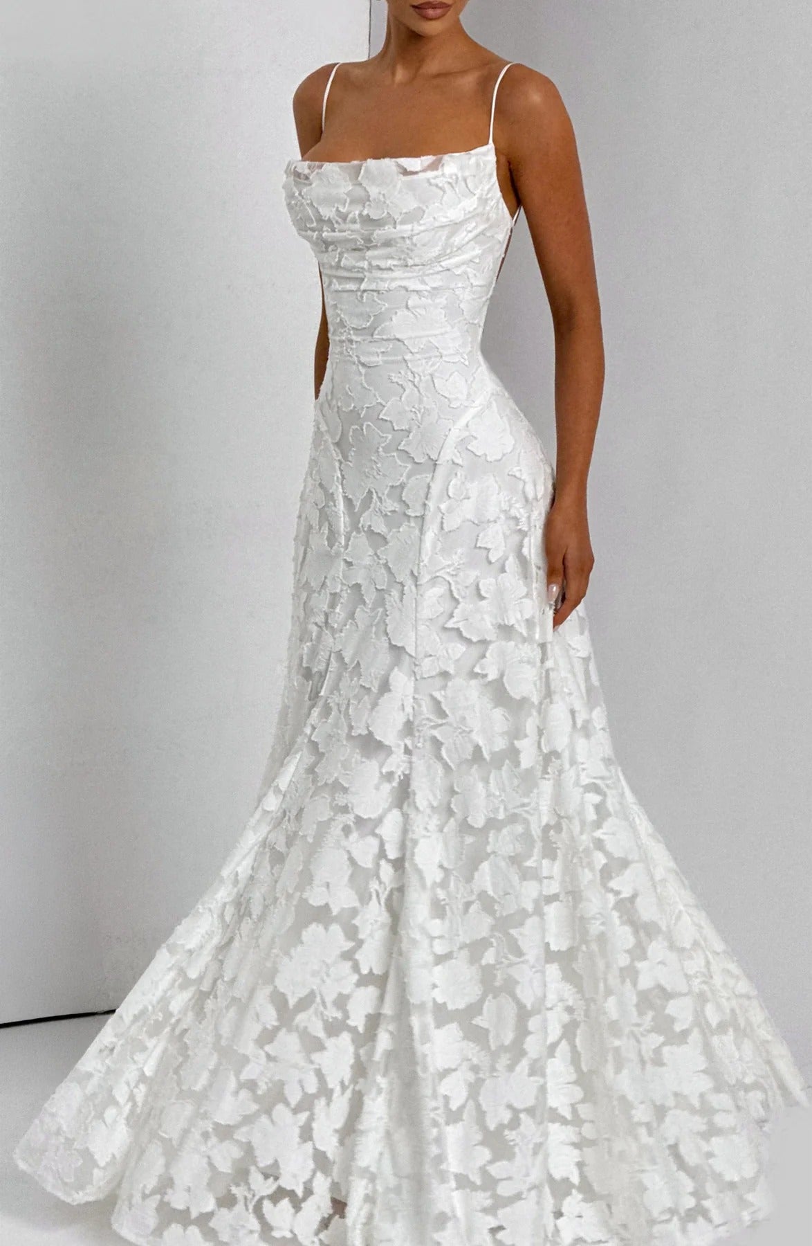 Women’s Spaghetti Strap Cowl Neck Maxi Wedding Guest Dress