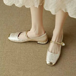 Women's Square Toe Block Heel Mary Jane Shoes
