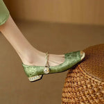Women's Square Toe Block Heel Mary Jane Shoes