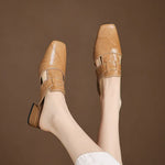 Women's Square Toe Block Heel Mule Shoes