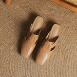 Women's Square Toe Block Heel Mule Shoes