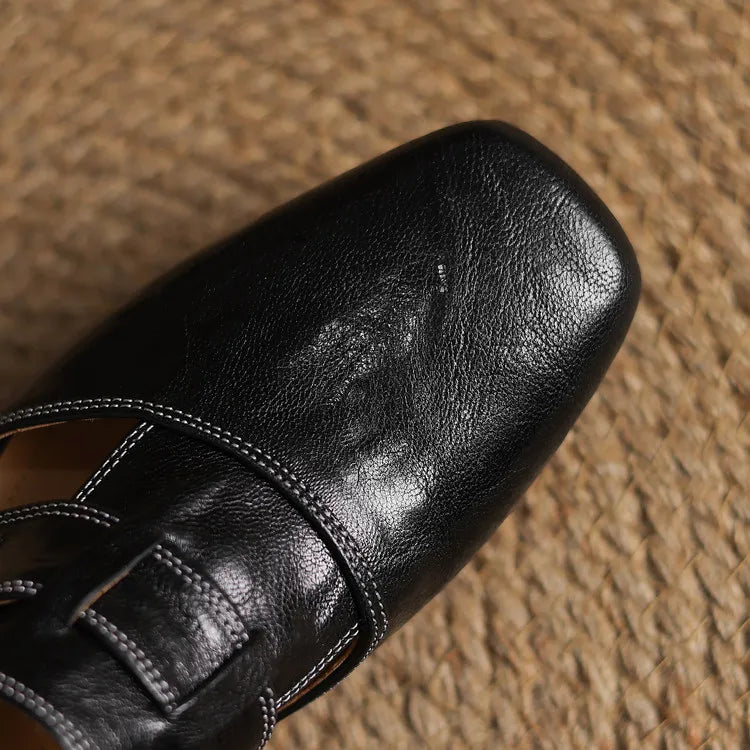 Women's Square Toe Block Heel Mule Shoes
