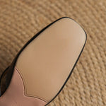 Women's Square Toe Block Heel Mule Shoes
