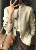 Women'sStand Collar Buttoned Long Sleeve Cardigan