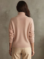 Women's Stand Collar Half-Zip Ribbed Trim Sweater