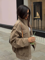 Women’s Stand Collar Pocket Zip Front Jacket