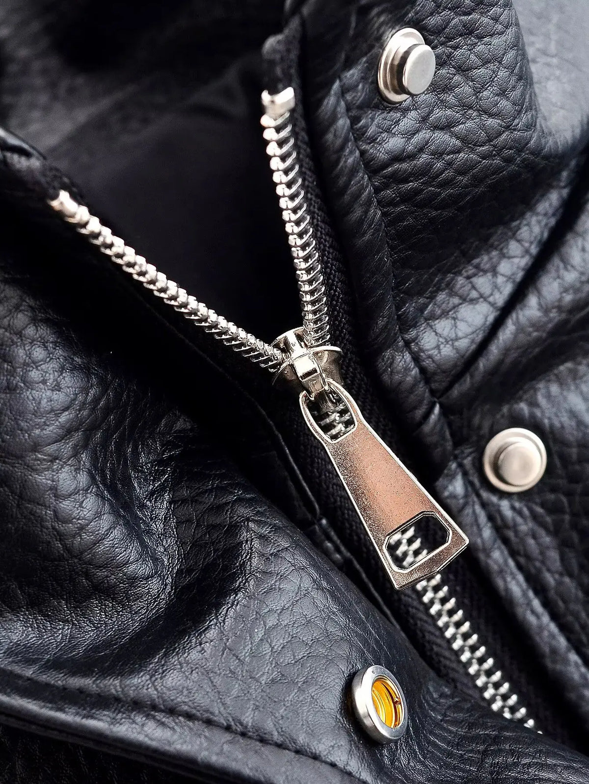 Women’s Stand Collar Zip Front Drawstring Leather Look Jacket