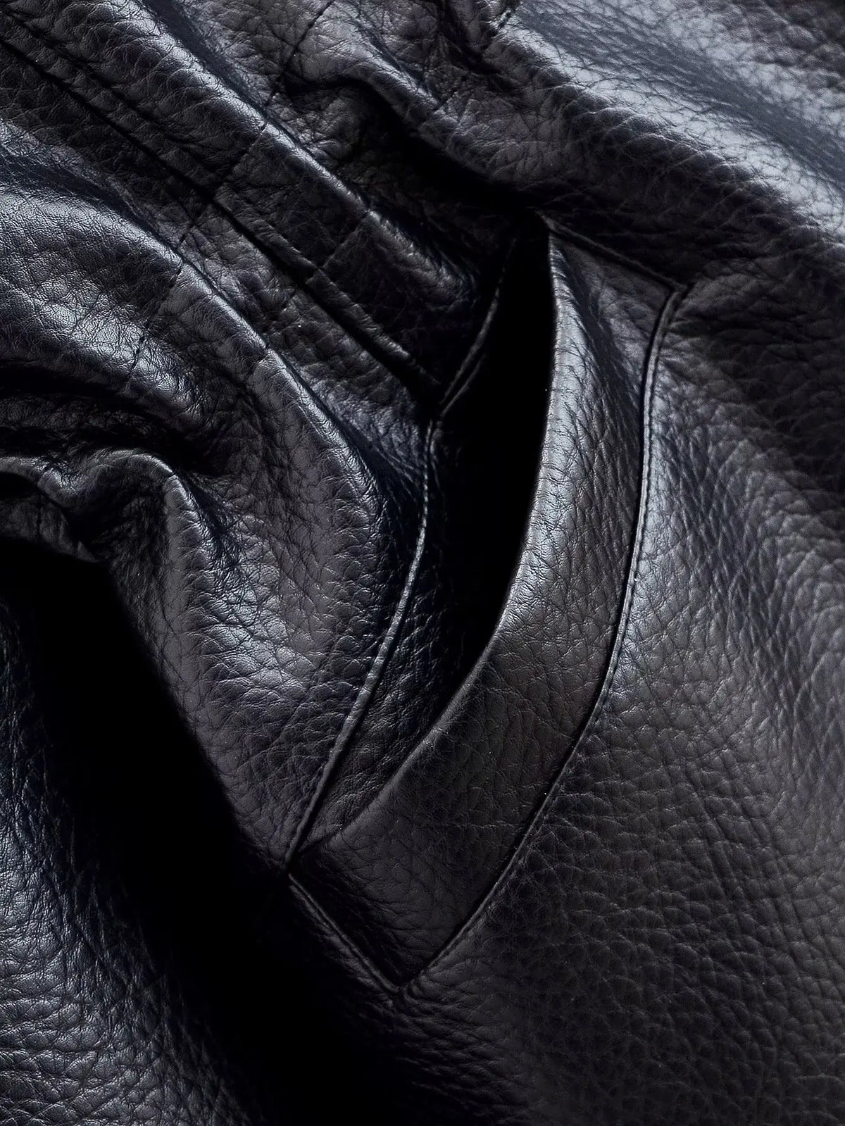 Women’s Stand Collar Zip Front Drawstring Leather Look Jacket