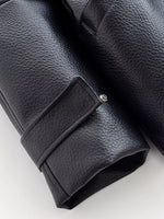 Women’s Stand Collar Zip Front Drawstring Leather Look Jacket