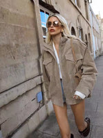 Women’s Stand Collar Zip Front Pocket Jacket