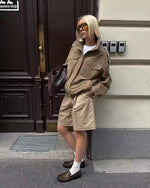 Women’s Stand Collar Zip Front Pocket Jacket