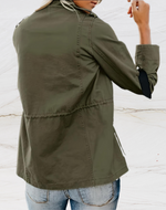 Women's Stand Collar Zip Front Utility Pocket Jacket