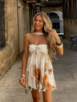 Women’s Strapless Scarf Neck Mini Summer Dress