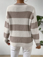 Women’s Stripe Crew Neck Long Sleeve Knit Sweater Pullover