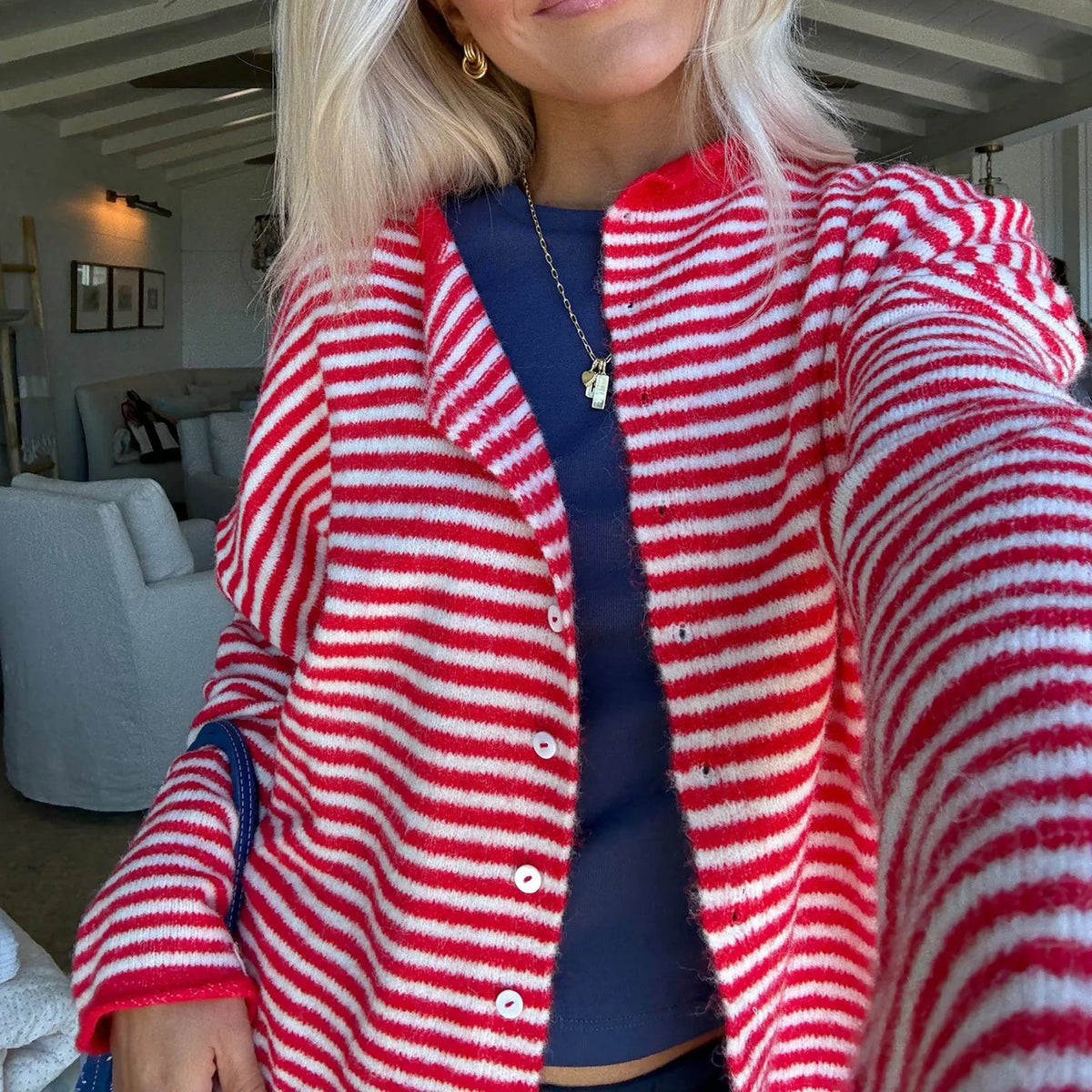 Women’s Striped Button Front Cardigan