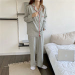 Women’s Striped Long Sleeve Button Front 2 Piece Pajama Set