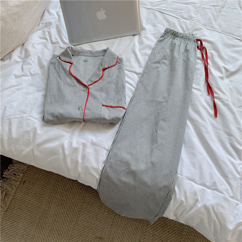 Women’s Striped Long Sleeve Button Front 2 Piece Pajama Set