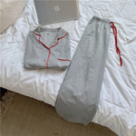 Women’s Striped Long Sleeve Button Front 2 Piece Pajama Set