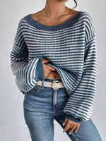 Women’s Striped Long Sleeve Knit Sweater
