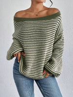 Women’s Striped Long Sleeve Knit Sweater
