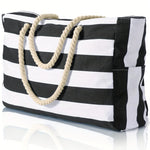 Women’s Striped Rope Handle Tote Beach Bag