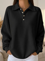 Women's Textured Knit Button-Placket Polo Collar Sweater