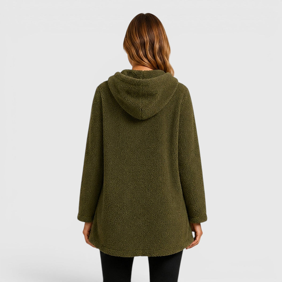 Women's Textured Patch-Pocket Pullover Fleece Hoodie