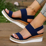 Women’s Textured Strap Open Toe Platform Sole Slip On Sandals