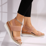Women’s Textured Strap Open Toe Platform Sole Slip On Sandals