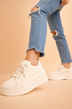 Women's Thick Sole Lace Up Platform Sneakers