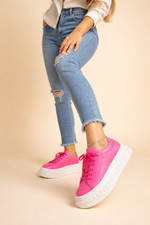 Women's Thick Sole Lace Up Platform Sneakers