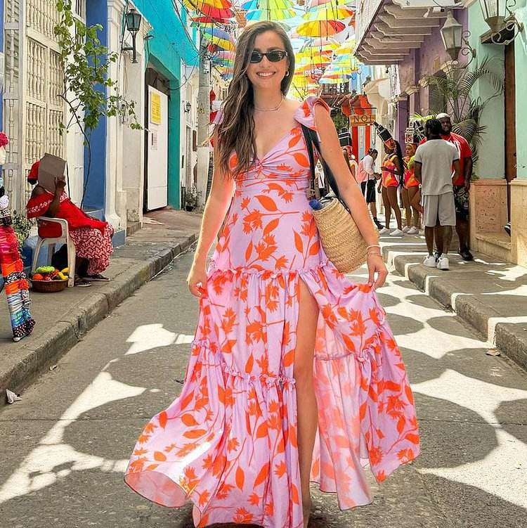 Women’s Tiered Floral Ruffle Maxi Summer Dress