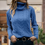Women's Turtleneck Long-Sleeve Ribbed-Trim Cable Knit Sweater