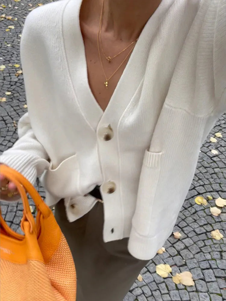 Women’s V-Neck Oversized Button Cardigan